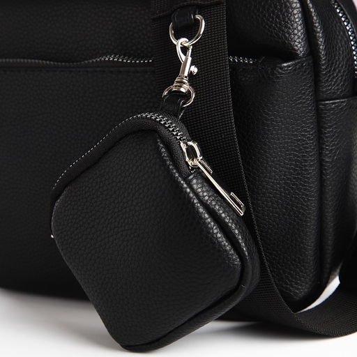 Сумка женская кросс-боди TEXTURA на молнии, 16×7×17 см, чёрная