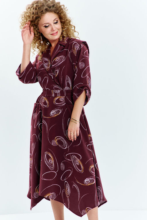 Платье Euro Moda 633 мультиколор (бордовый)