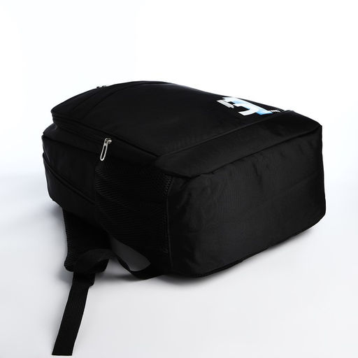 Рюкзак молодёжный из текстиля на молнии, 4 кармана, цвет чёрный/синий - Simaland фото 3