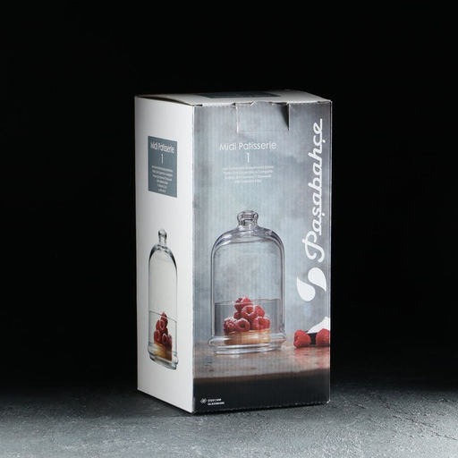 Блюдо сервировочное Paşabahçe Patisserie midi, d=11,5 см, стекло, с купольной крышкой, прозрачное