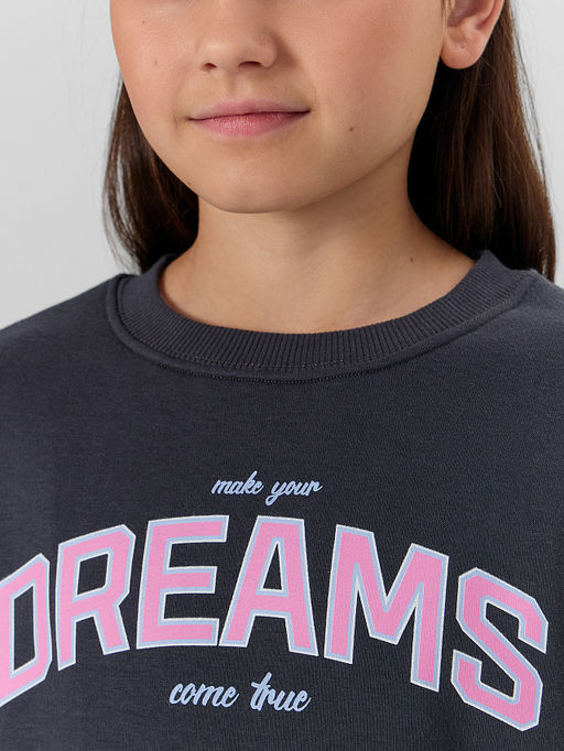 Джемпер для девочек серый с надписью Make your dreams... - Mark formelle фото 4