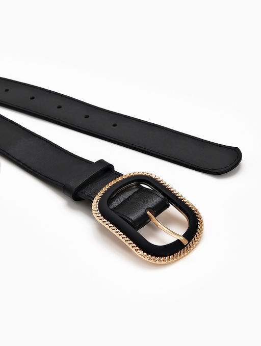 Ремень женский, 110×3 см, пряжка пластик, золотистая, чёрный