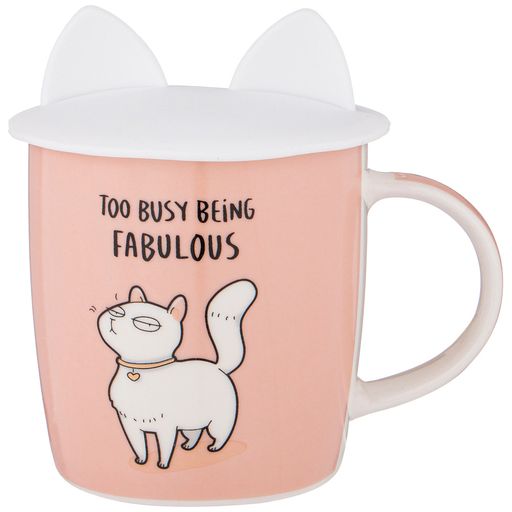 КРУЖКА LEFARD КОТОМАНИЯ С СИЛ. КРЫШКОЙ, 11,5/8,5*9СМ 400МЛ  фото 2