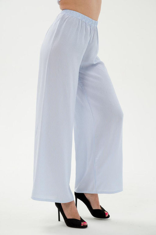 Брюки палаццо из штапеля Диана голубая полоса - Амадэль фото 4