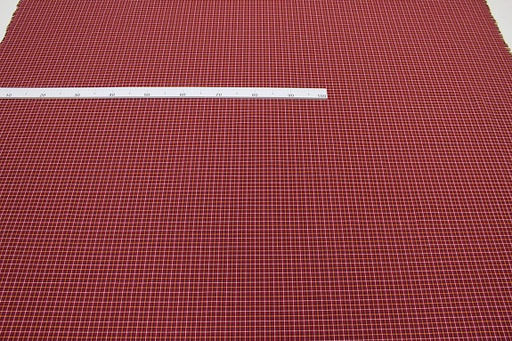 Пестрядь этнографическая под домоткань "Тройная клетка на т.красно-бордовом", ш.1.6м, хлопок-100%