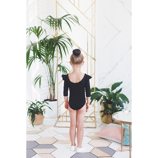 Купальник гимнастический Grace Dance, крылышко, с рукавом 3/4, р. 34, цвет чёрный  фото 8