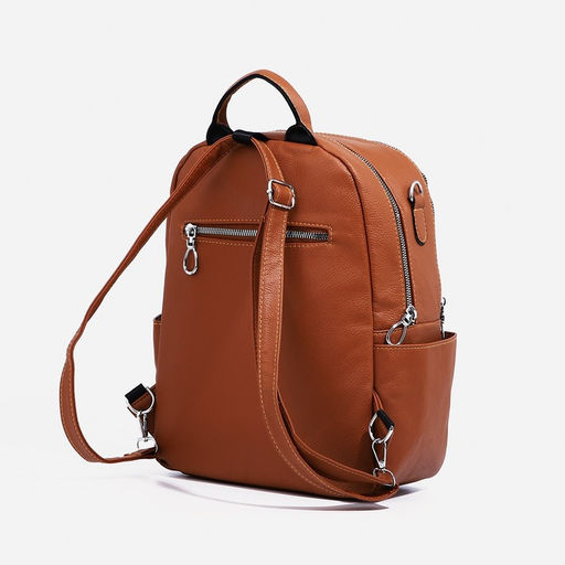 Рюкзак женский из искусственной кожи на молнии, 4 кармана, сумка, цвет коричневый - Simaland фото 3
