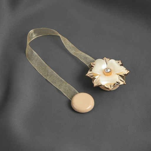 Цена за 3 шт. Подхват для штор Цветок, d = 5 см, цвет золотой - Арт узор фото 2