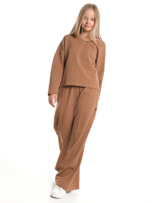 Свитшот для девочки однотонный 22-7699 шоколад - Mini maxi фото 25