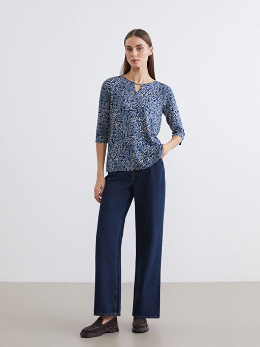 Bisiklet Yaka Desenli Bluz