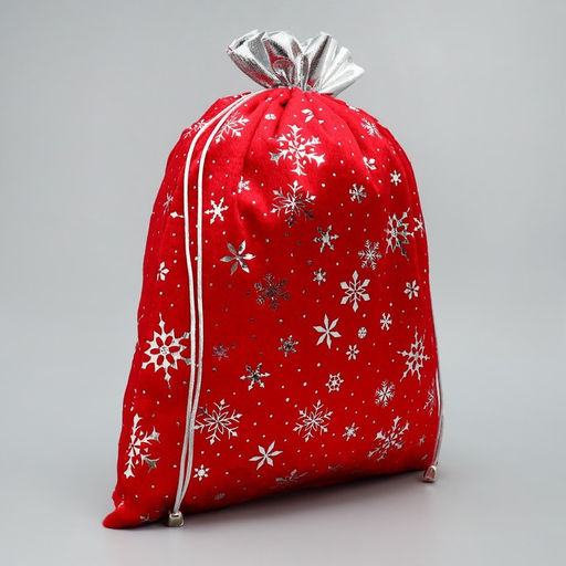 Цена за 5 шт. Мешочек подарочный плюш Снег и солнце, снежинки, тиснение, 30 х 40 см +/- 1.5 см - Дарите счастье фото 3