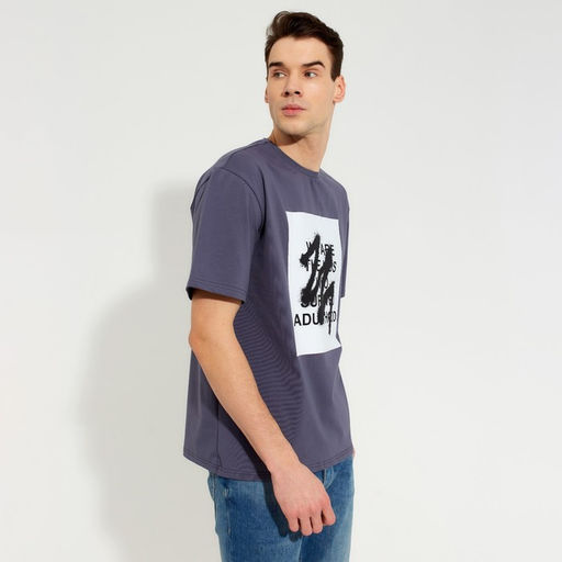 Футболка мужская MINAKU "Text" цвет серый, р-р 54