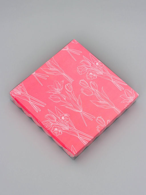 Цена за 5 шт. Коробка для печенья, Тюльпаны, 18?18?3 см