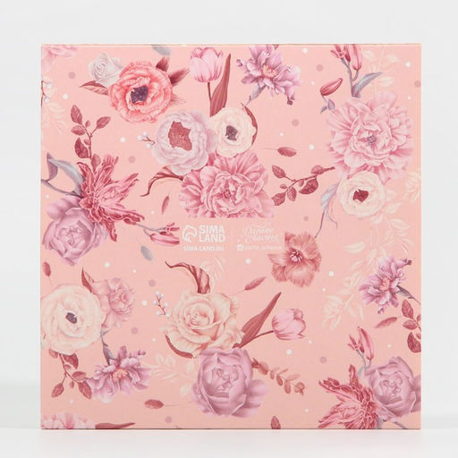 Цена за 5 шт. Коробка под 8 конфет и шоколад с ячейками, кондитерская упаковка, Розовые цветы 18?18?4 см