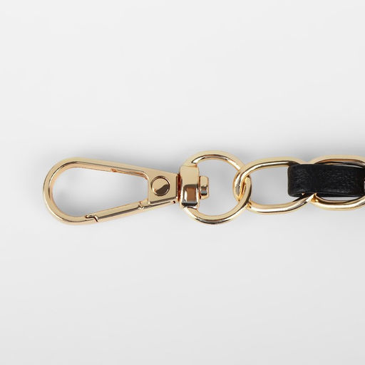 Цена за 2 шт. Цепочка с искусственной кожей для сумки, с карабинами, 10 15 мм, 118 3 см, цвет золотой/чёрный - Арт узор фото 2