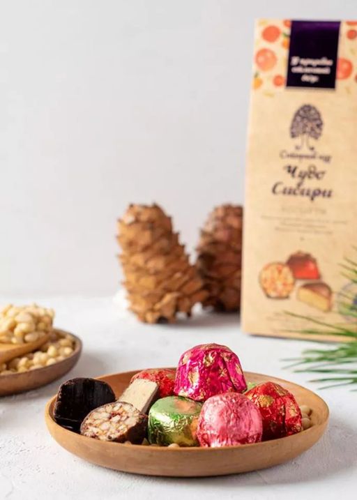 Набор конфет Чудо Сибири ассорти, 90 г  грильяж, марципан, ягодень - Сибирский кедр фото 2