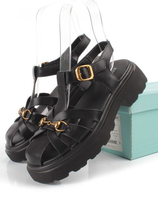 08-PEAG54-2 BLACK Босоножки женские (натуральная кожа)