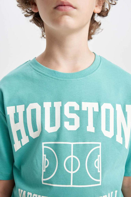 Футболка с короткими рукавами и круглым вырезом для мальчиков с принтом - Defacto фото 4