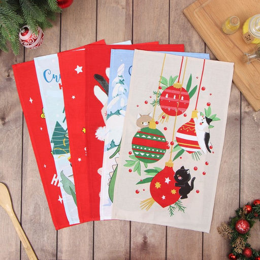 Набор полотенец Доляна Праздник уже близко 28х46 см - 6 шт, 100% хл, рогожка 164 г/м2  фото 2