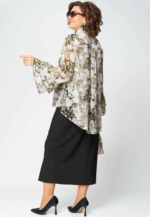 Блуза EVA GRANT 7221 принт олива