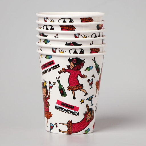 Посуда одноразовая бумажная «Вечериночка», 6 тарелок, 6 стаканов, 1 гирлянда