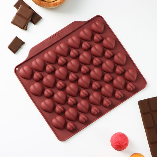 Цена за 2 шт. Форма для шоколада Доляна Море сердец, силикон, 18?15?1 см, 52 ячейки, МИКС  фото 2