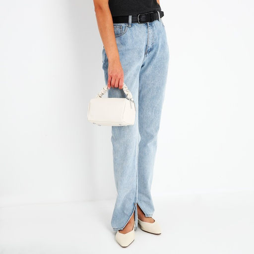 Сумка женская багет на молнии, 20×11×11 см, молочная