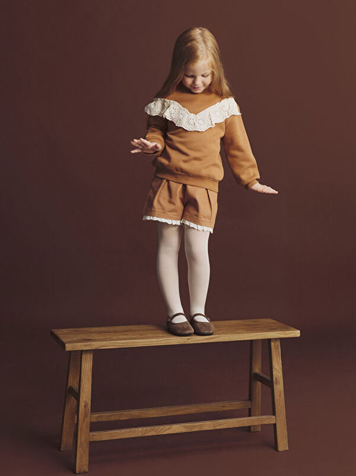 Beli Lastikli K?z ?ocuk ?ort ve K?lotlu ?orap 2li Tak?m