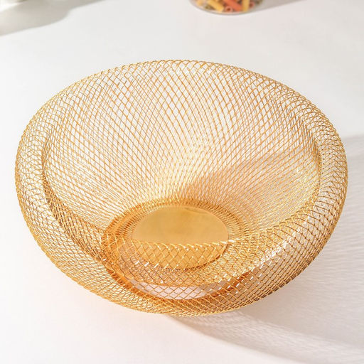 Ваза для фруктов «Сплетение», 30×30×13, жесть, золотистая