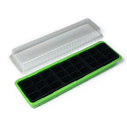 Цена за 5 шт. Мини - парник для рассады, 56×17×12 см, 3 вставки, 27 ячеек, пластик, Greengo