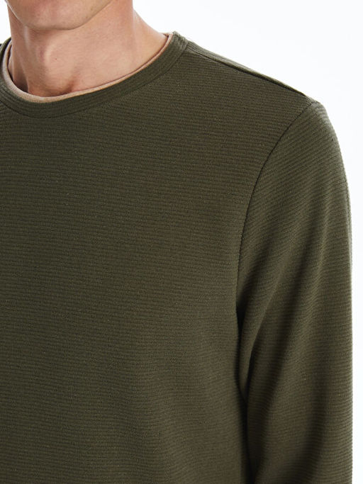 Bisiklet Yaka Uzun Kollu Erkek Sweatshirt