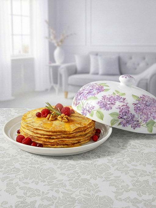 Блинница 23*23*9,5 см "Сирень" фарфор NEW BONE CHINA