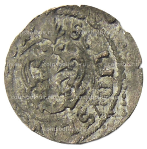 Монета Солид 1634-1654 года Шведская оккупация Риги королева Кристина