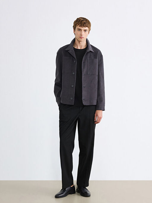 Regular Fit Uzun Kollu Kadife Erkek G?mlek Ceket