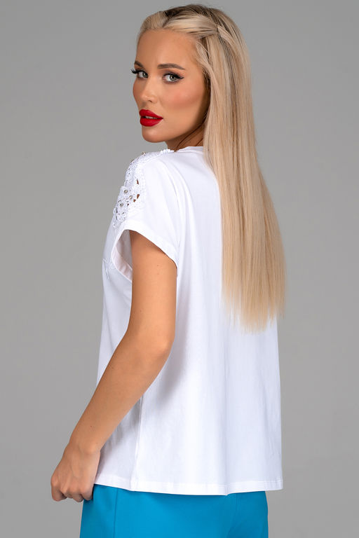 Футболка Нинель (белый/кружево) - Эльза фото 9