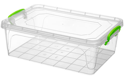 Контейнер 10 л 40,5*28*13,5 см "Фреш бокс" с зелеными ручками, прозрачный (модель 243)