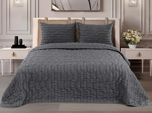 АРТ-015 Покрывало полиэстр жатый 200*220 "Полоска серый кардинал"