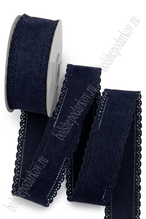 Лента вельветовая с перфорацией 3,8 см*10 ярд (SF-7315) темно-синий №50