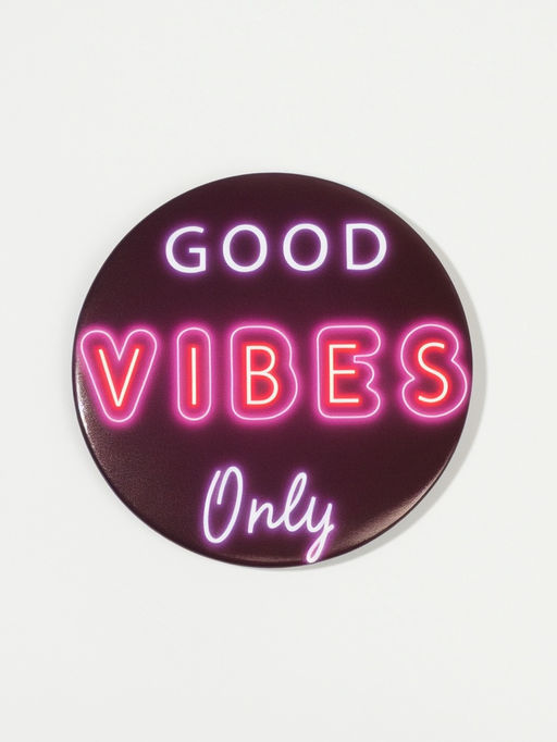 Зеркало карманное Good vibes, d=7 см, PVC - коробка, чёрное