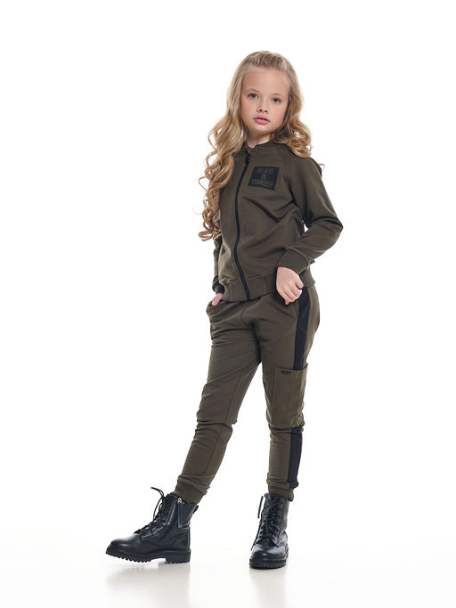 Спортивный костюм для девочки на молнии UD 7728 зелен-хаки - Mini maxi фото 14