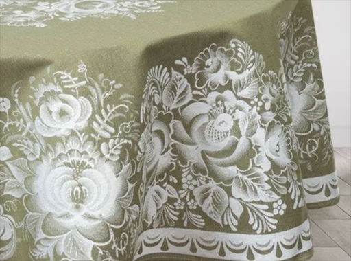 07с24- ЯК Скатерть D-178 "Цветы" цв. оливковый