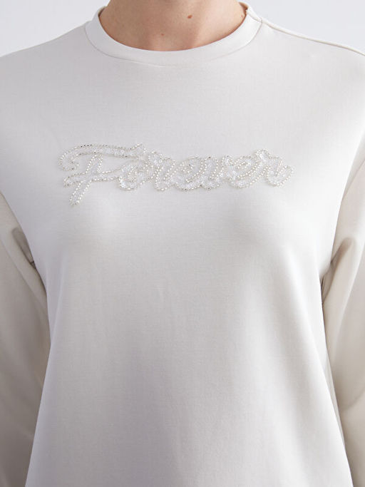 Bisiklet Yaka Ta?l? Kad?n Sweatshirt