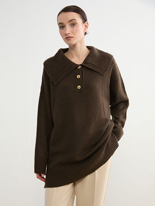 Polo Yaka Kad?n Triko Kazak