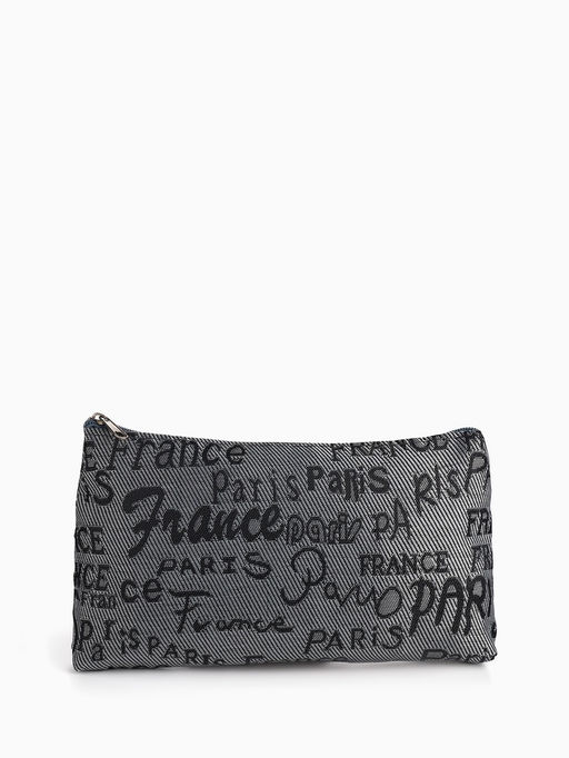 Набор простых косметичек 2 в 1 на молниях, с надписями, серый