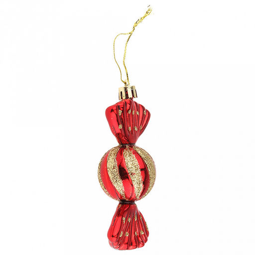 Елочная игрушка фигурка "Конфета" h11,5см, пластик, красный, набор 4шт (Россия)