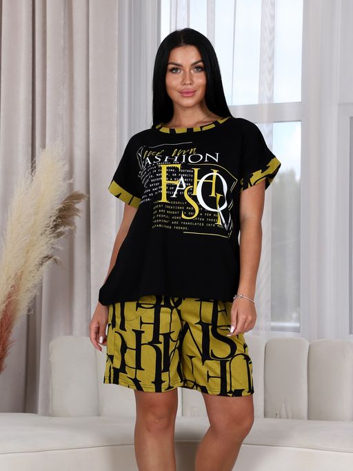 ДК-Fashion (шорты) ЖЕНСКИЙ ДОМАШНИЙ КОСТЮМ (Горчичный) - А-дина фото 4