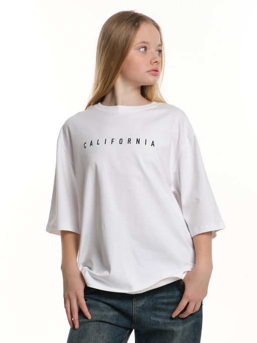 Футболка оверсайз с принтом 22-7453 белый - Mini maxi фото 6