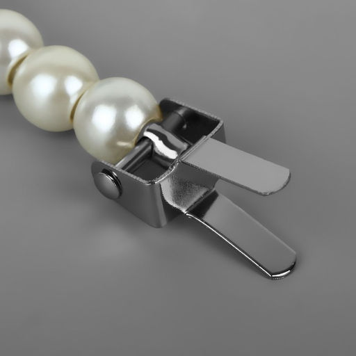 Ручка для сумки, металлическая, жемчужные бусы, на прокол, 12,5 9 1,2 см, цвет белый/серебряный - Арт узор фото 3