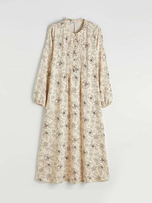 Hakim Yaka ?i?ekli A Kesim Elbise