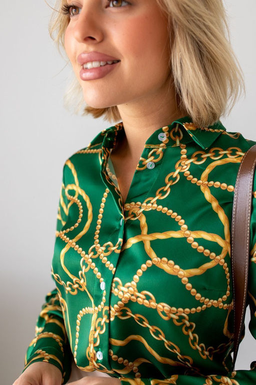 Блузка ТБ-34 цепи-зеленый - Angelika фото 2